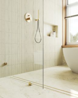 Душевая перегородка MaybahGlass MGD-259-3 79см золото